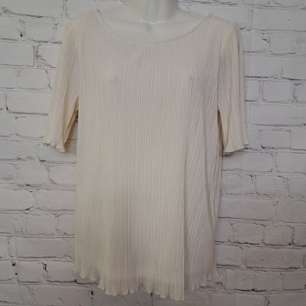 Ann Taylor Ivory Ribbed Classic Casual Top Size Small Petite
